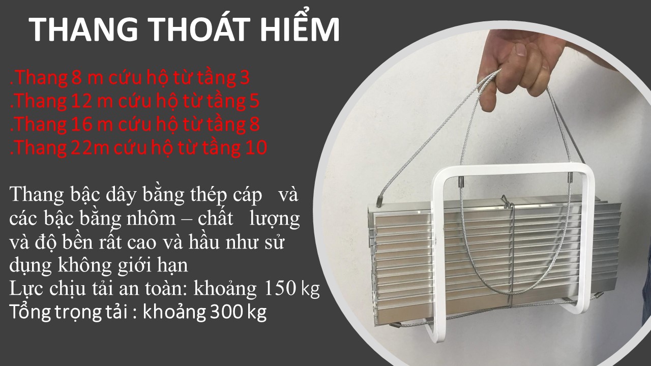 Thang 8 m cứu hộ từ tầng